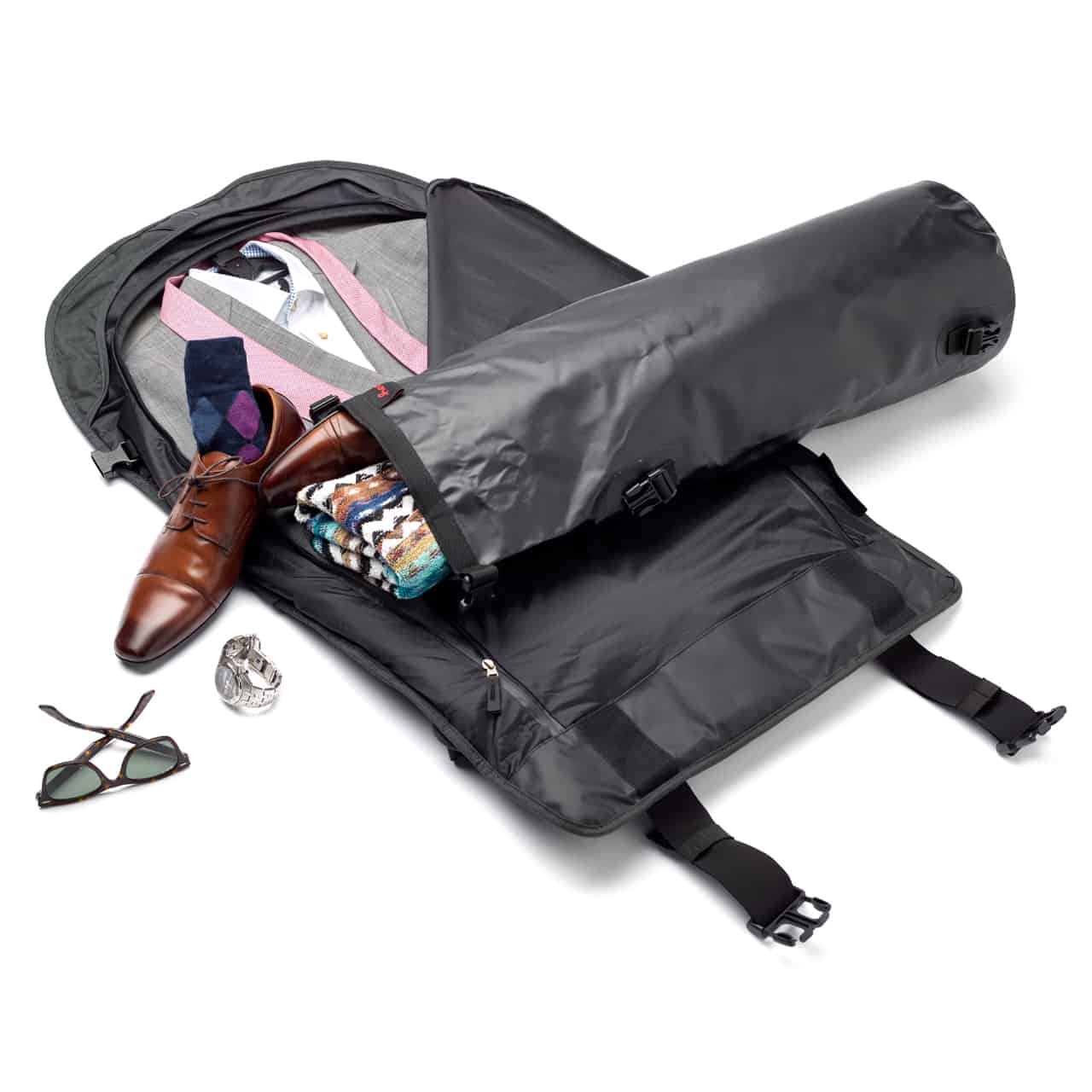 Wingman Backpack Suit Bag Garment Bag Unrolled and Rolled